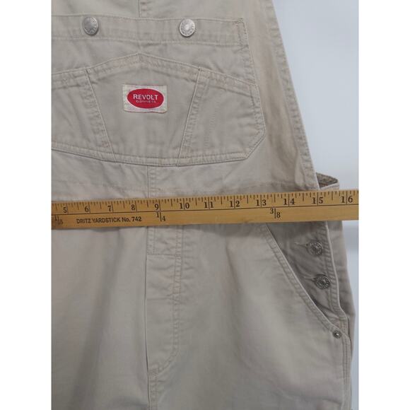 Revolt Women's M Juniors Baggy Straight Leg Twill Khaki/Beige Overalls - Picture 5 of 7
